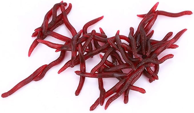 zlxhdl 蠕虫钓鱼诱饵,4 厘米软昆虫假土虫红蠕虫血虫诱饵鲈鱼人工诱饵